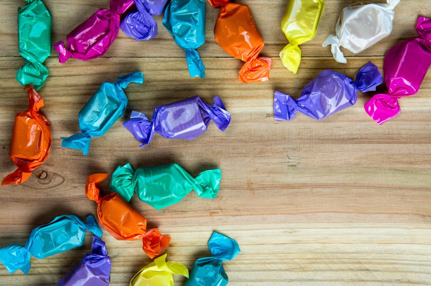 color wrapped candies