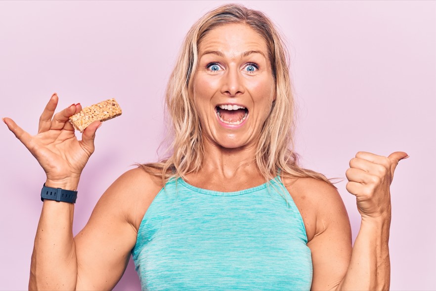 lady with vending snacks for workout